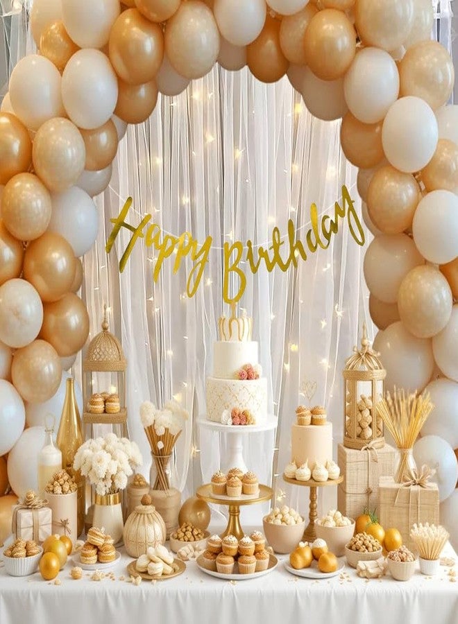 Selibration مجموعة زينة عيد ميلاد (109 قطعة) بالونات ولافتة باللونين البيج والأبيض، مجموعة متكاملة لعيد ميلاد الأطفال والزوج والزوجة للاحتفال بحفلة ذات طابع خاص - Image 1